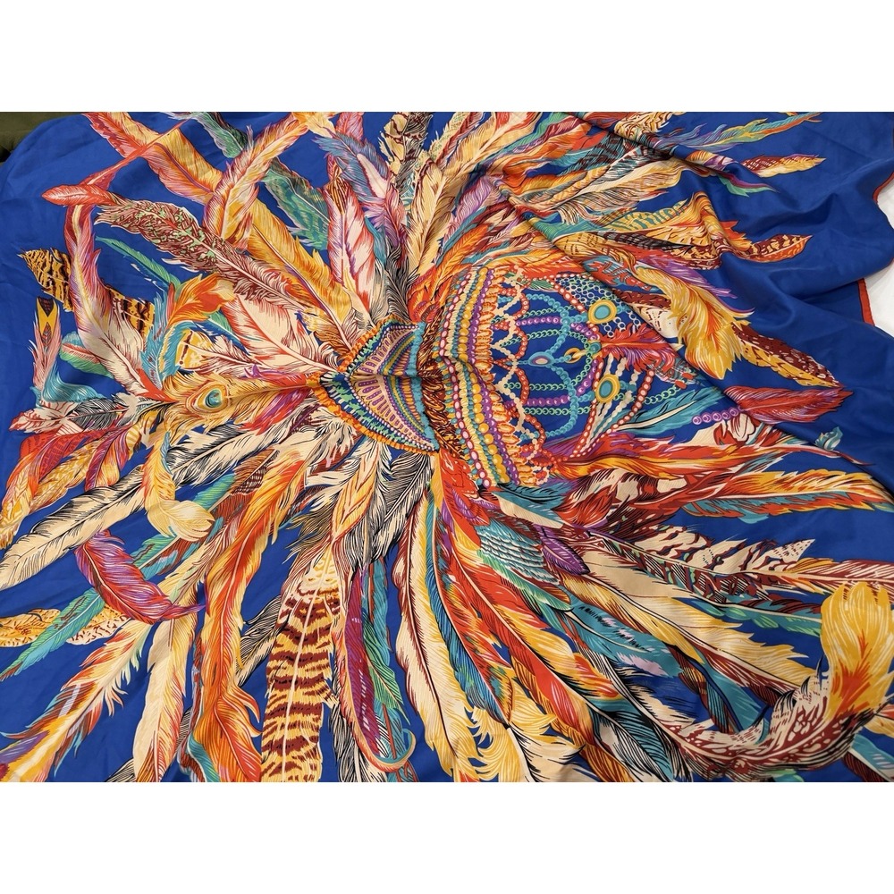 scarf for women light weight Square 50@ By 50" Wrap Feathers Multicolor - Picture 3 of 6